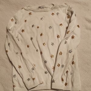 H&M Ivory Sweater with Metallic Star Details